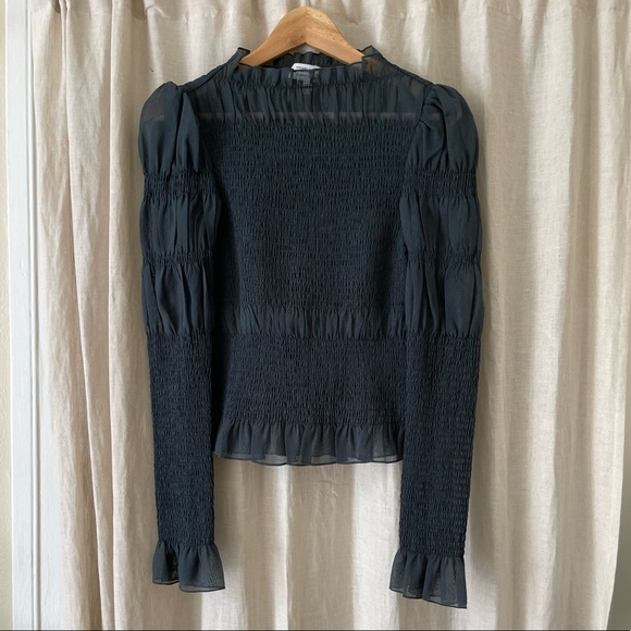 & Other Stories Tops - & Other Stories Fitted Smocked Ruffle Top